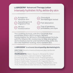 Open cap of Lubriderm bottle with visible product pour demonstrating consistency