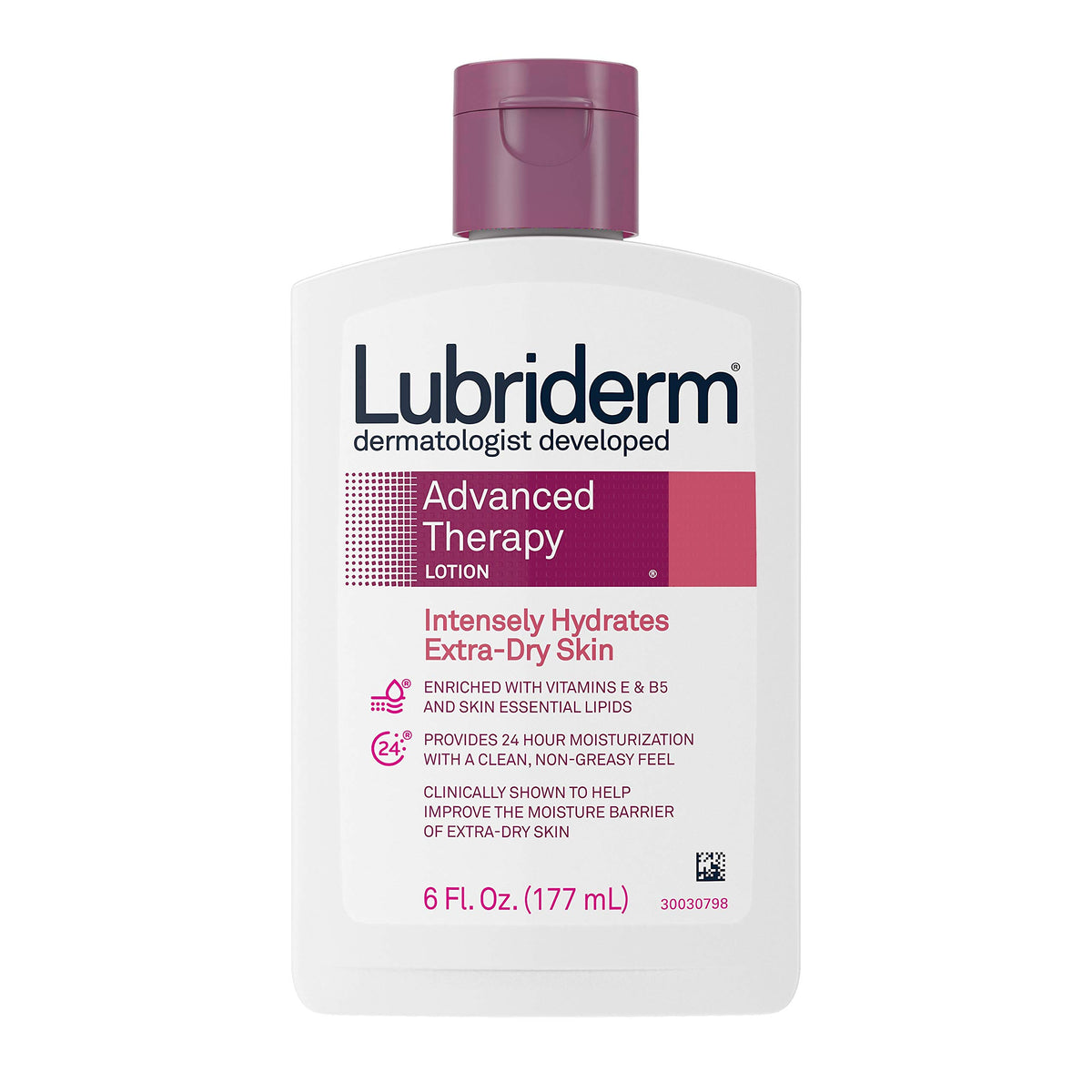 Lubriderm bottle front view showing brand and hydrating benefit