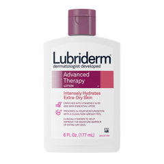 Lubriderm bottle front view showing brand and hydrating benefit