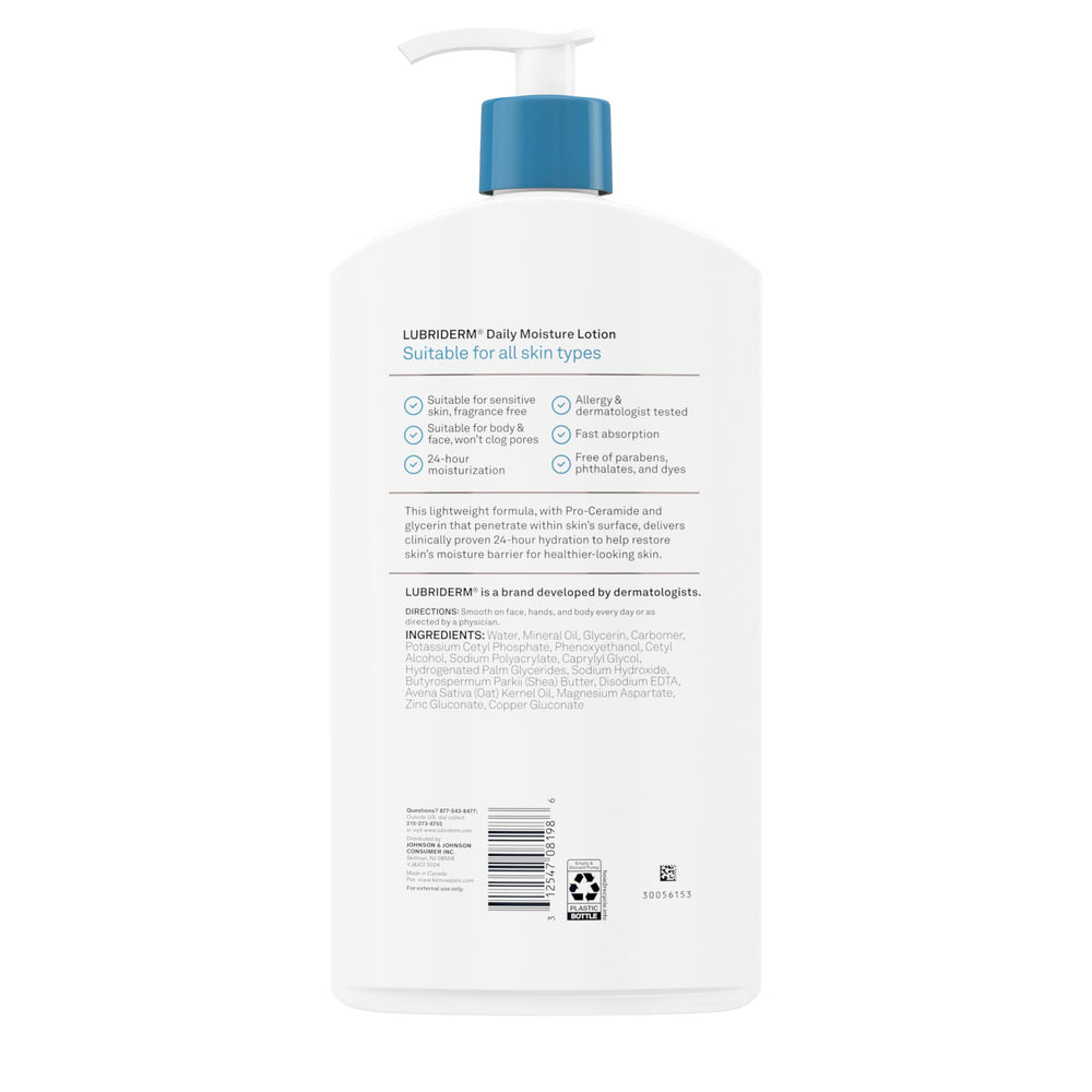 Lubriderm in bathroom lifestyle setup shows daily routine convenience benefit