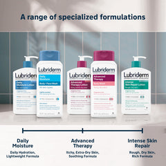 Lubriderm label noting 30% post-consumer recycled plastic and clean formula benefit