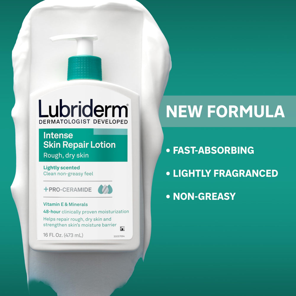 Lubriderm close-up of pro-ceramide ingredient highlighting barrier support