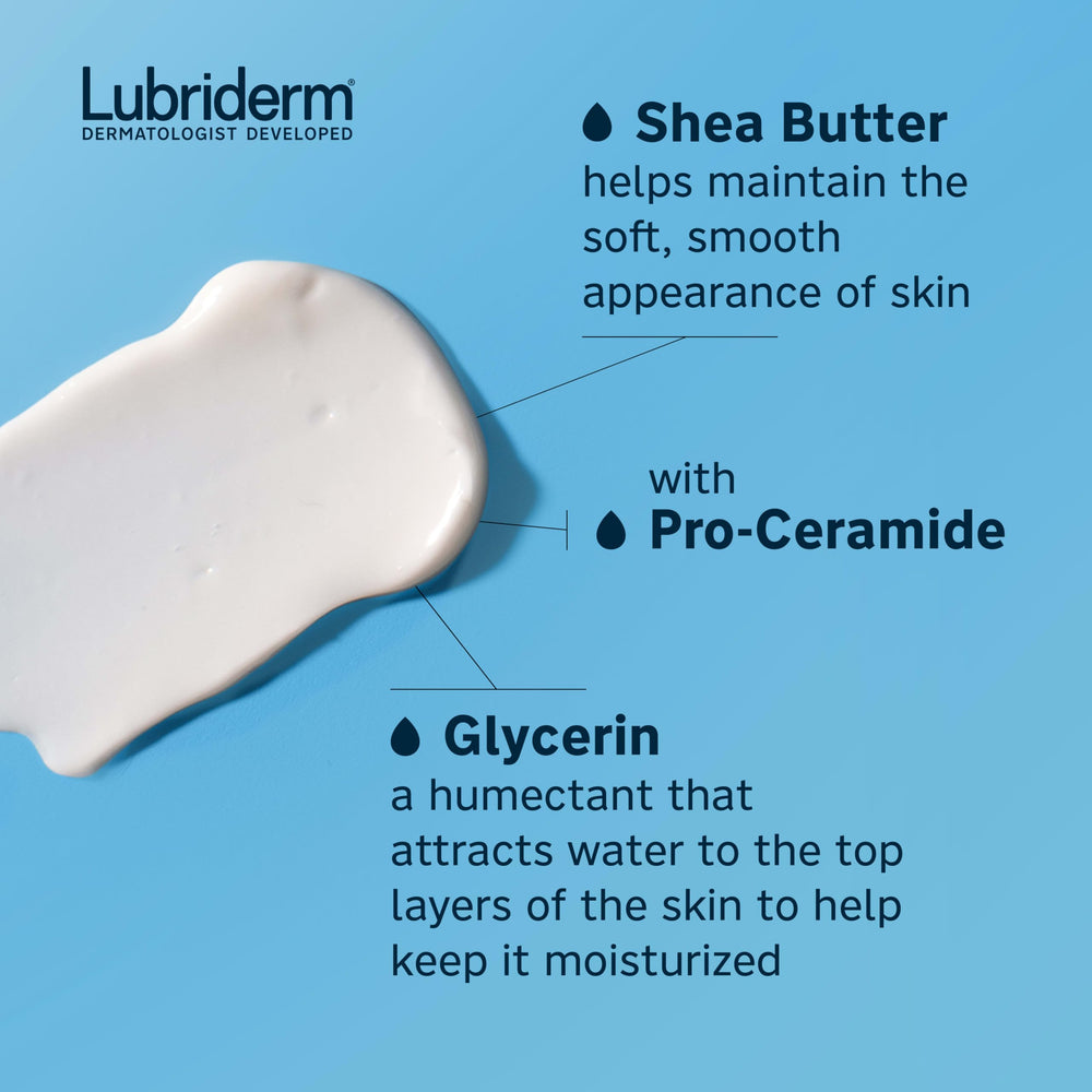 Using Lubriderm on face to show lightweight non-comedogenic benefit