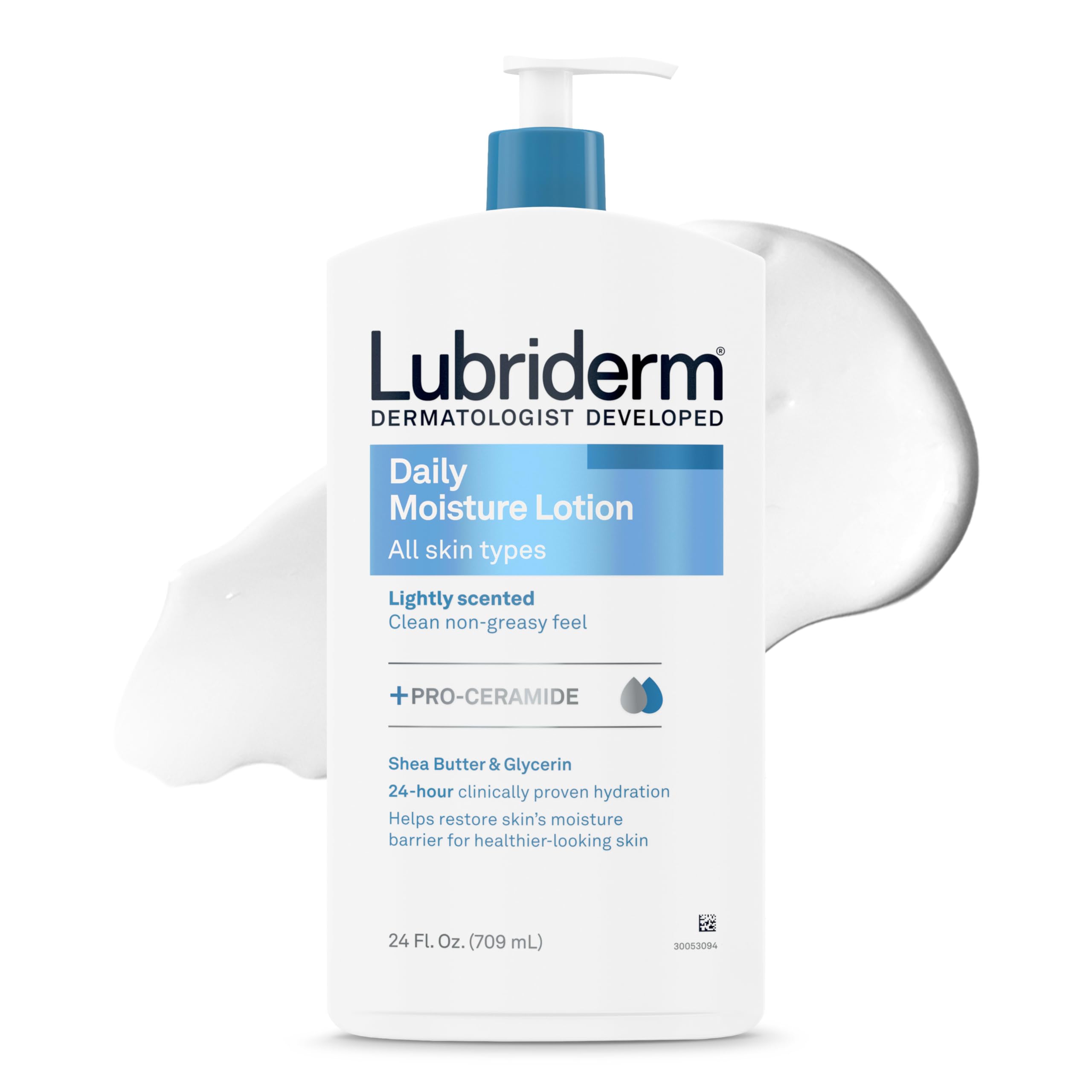 Lubriderm front bottle showing brand and quick hydration benefit