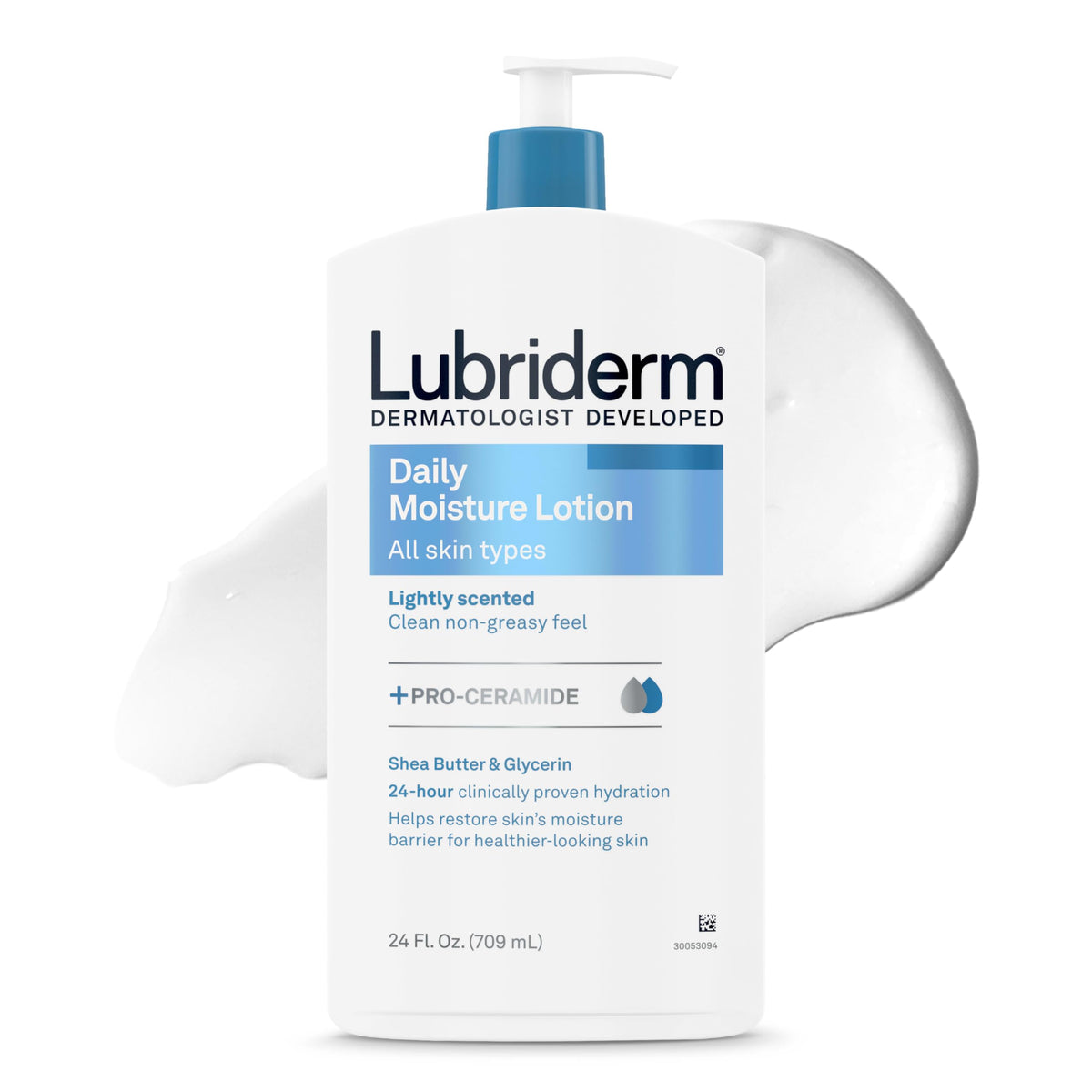 Lubriderm front bottle showing brand and quick hydration benefit