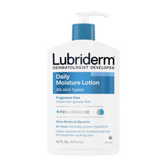 Lubriderm front packaging 16 oz showing clean unscented benefit