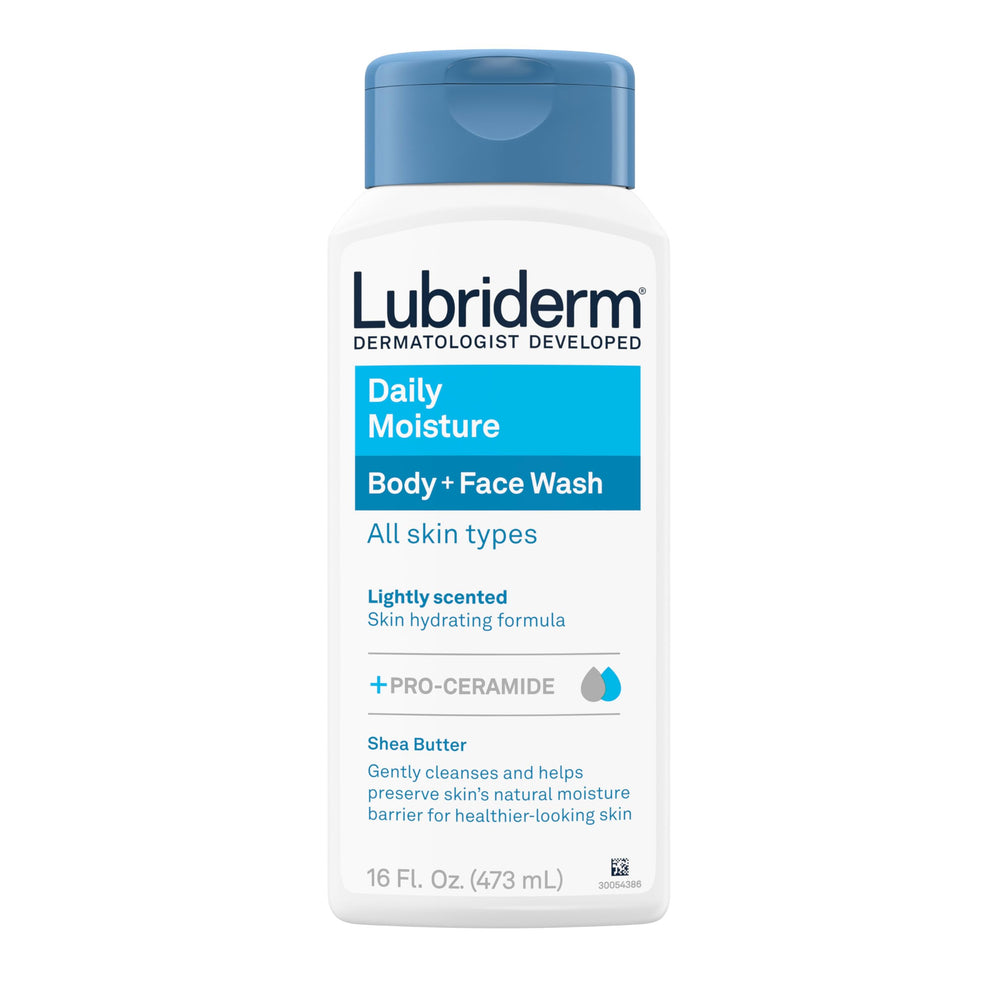 Lubriderm front packaging 16oz showing product and benefits
