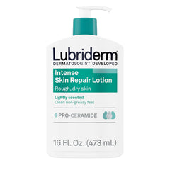 Lubriderm front packaging 16oz showing product and quick hydration benefit