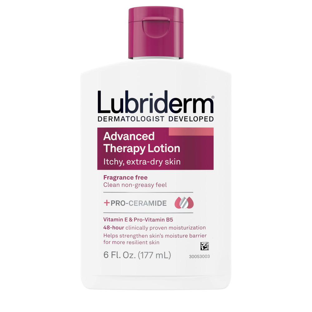 Lubriderm front packaging 6 oz showing bottle and label for easy identification