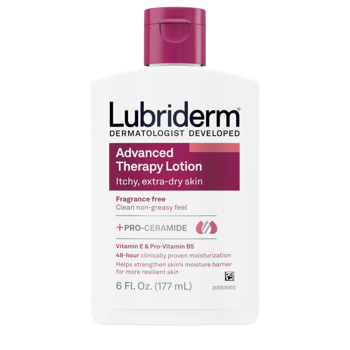 Lubriderm front packaging 6 oz showing bottle and label for easy identification