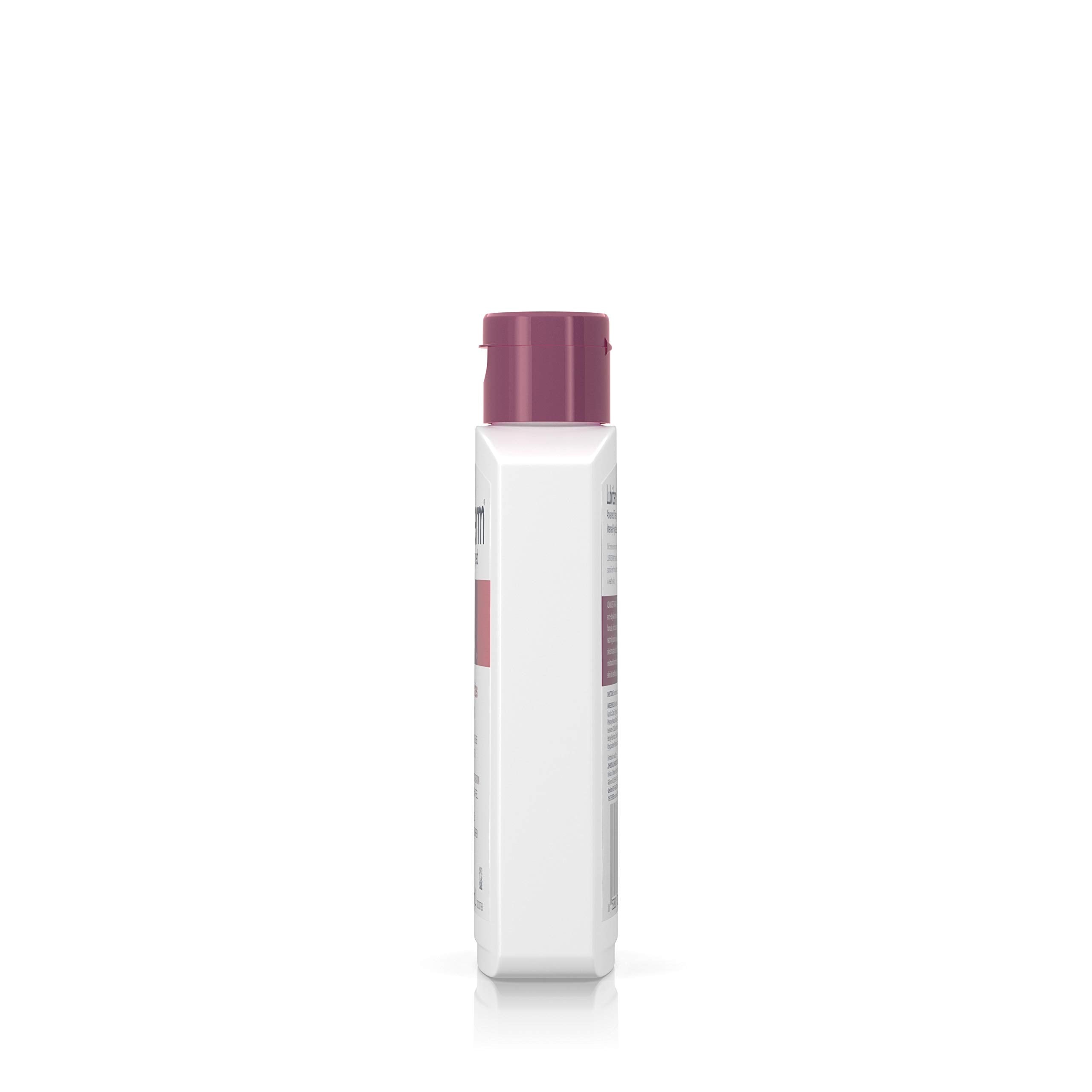 Lubriderm label close-up listing vitamins E and B5 and lipid support
