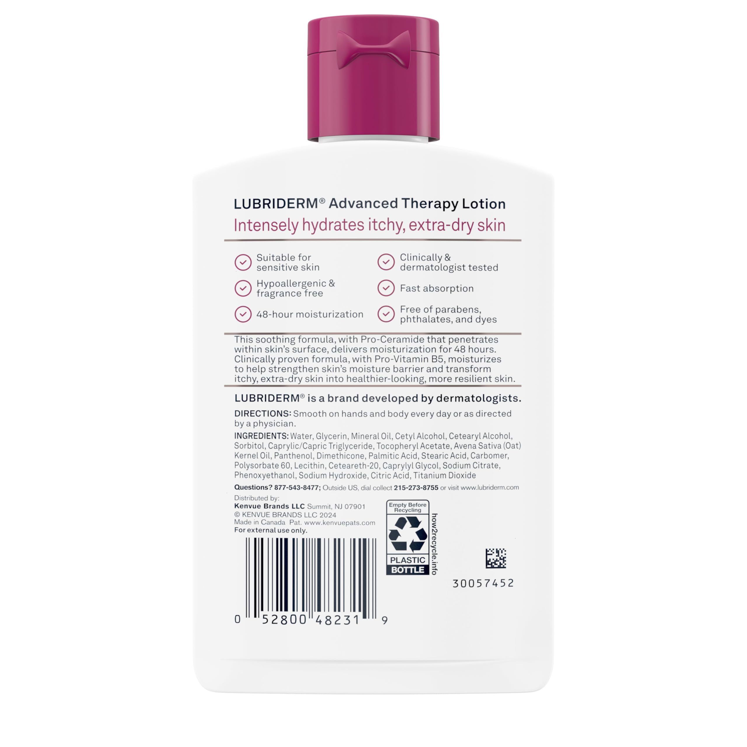 Lubriderm open cap and nozzle detail showing easy dispensing control