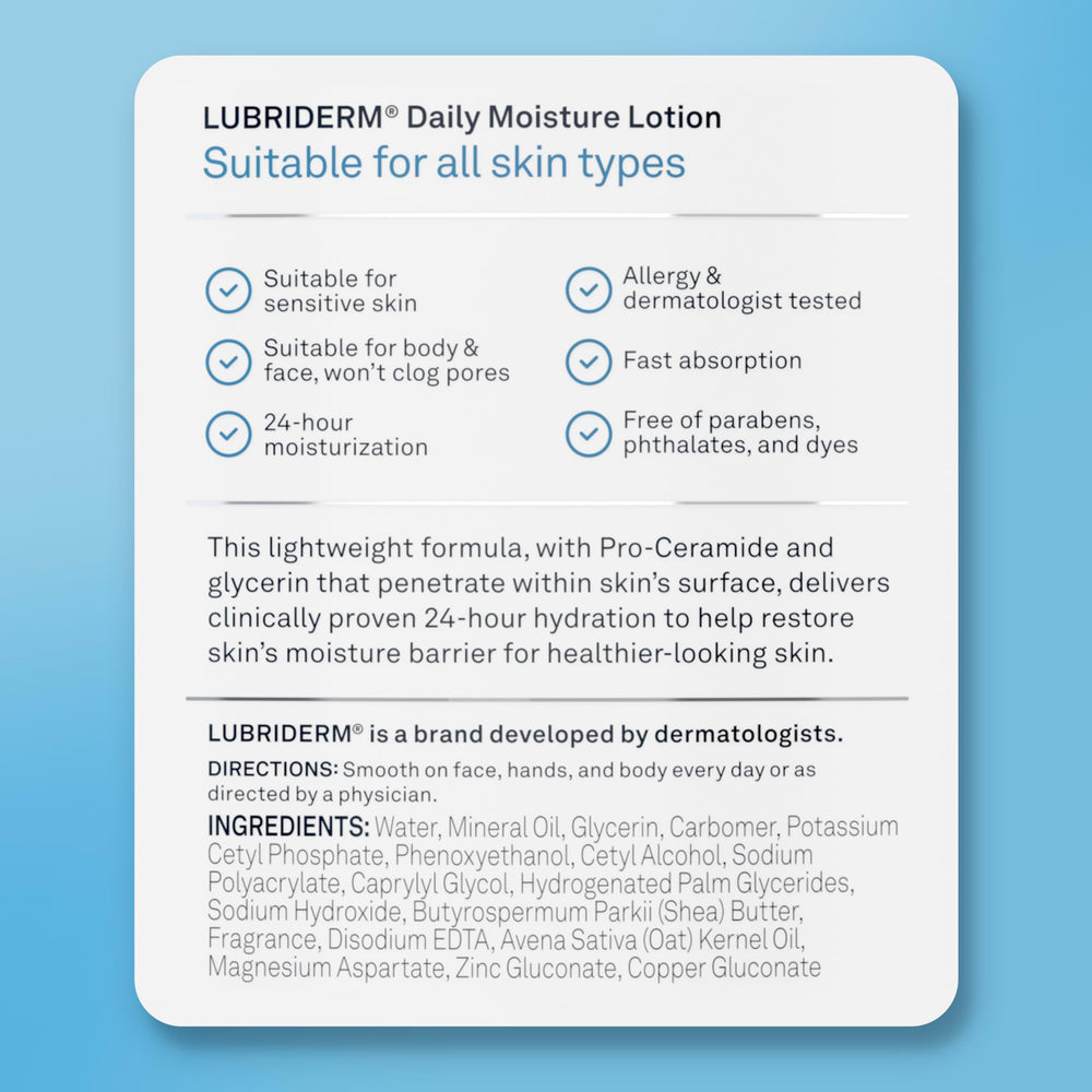 Open cap detail of Lubriderm to show easy-dispense and hygienic benefit