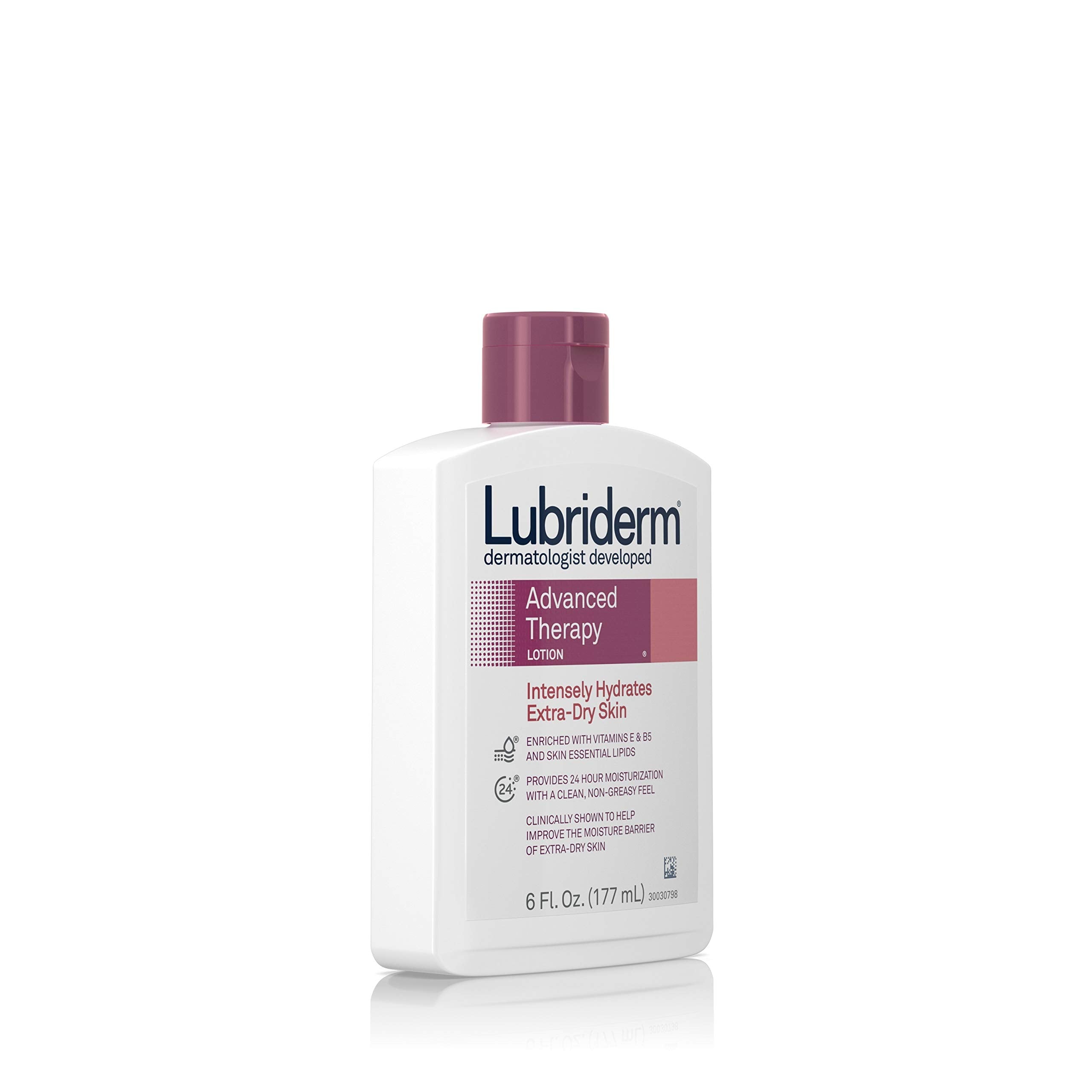 Close-up of Lubriderm lotion texture demonstrating fast-absorbing feel