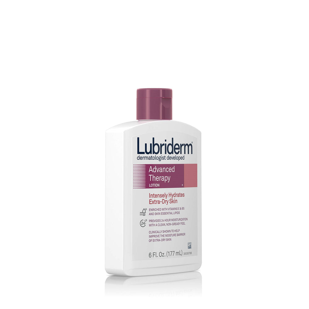 Close-up of Lubriderm lotion texture demonstrating fast-absorbing feel