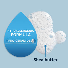 Lubriderm creamy lather texture shot demonstrating gentle hydration