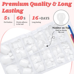 LuckForever nail file and applicator stick displayed with glue for precise, secure application