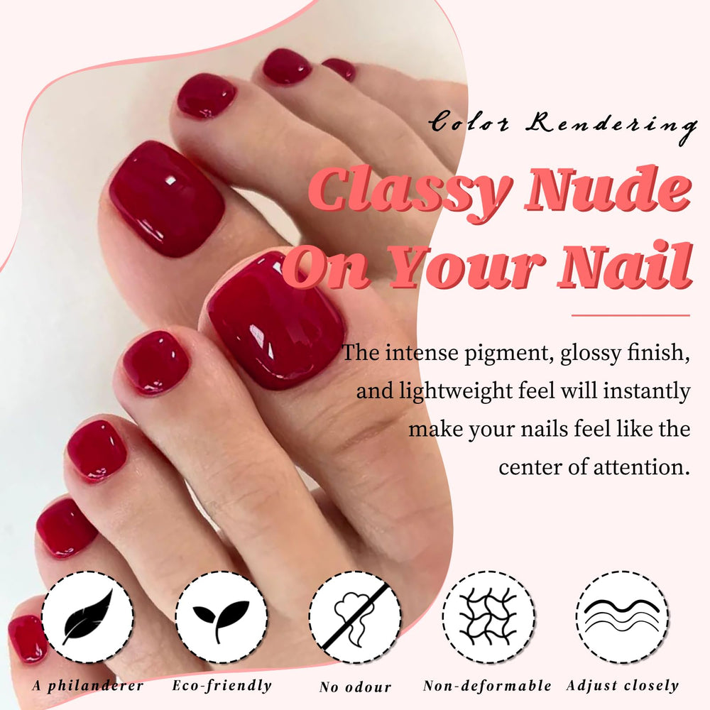 LuckForever close-up of burgundy toe nail surface showing smooth finish and natural look