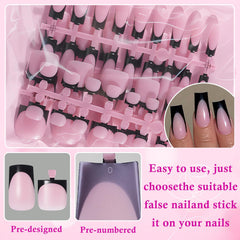 LuckForever close-up of black French tip detail highlighting crisp contrast