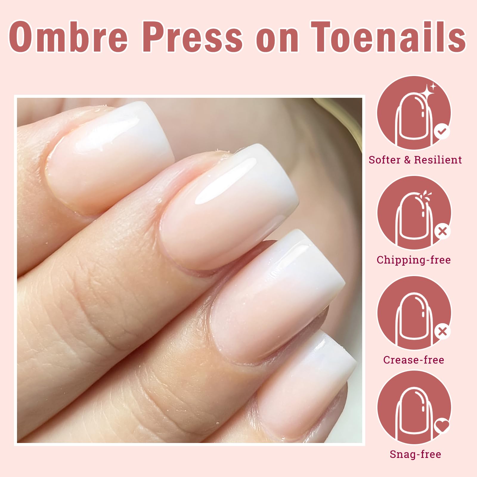 LuckForever close-up of ombre pink-to-white gradient showing smooth finish