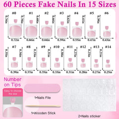LuckForever close-up of medium square French tip nails showing crisp white smile line