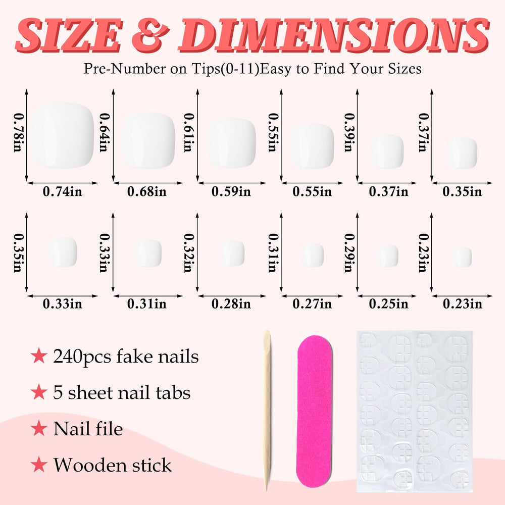 LuckForever close-up of short square acrylic toe tip texture for natural seamless finish