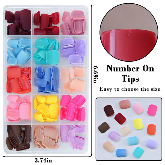 LuckForever arranged 15 matte colored nails palette showing variety and styling options