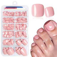 LuckForever front packaging showing dark nude press-on toenails and tools, convenient kit