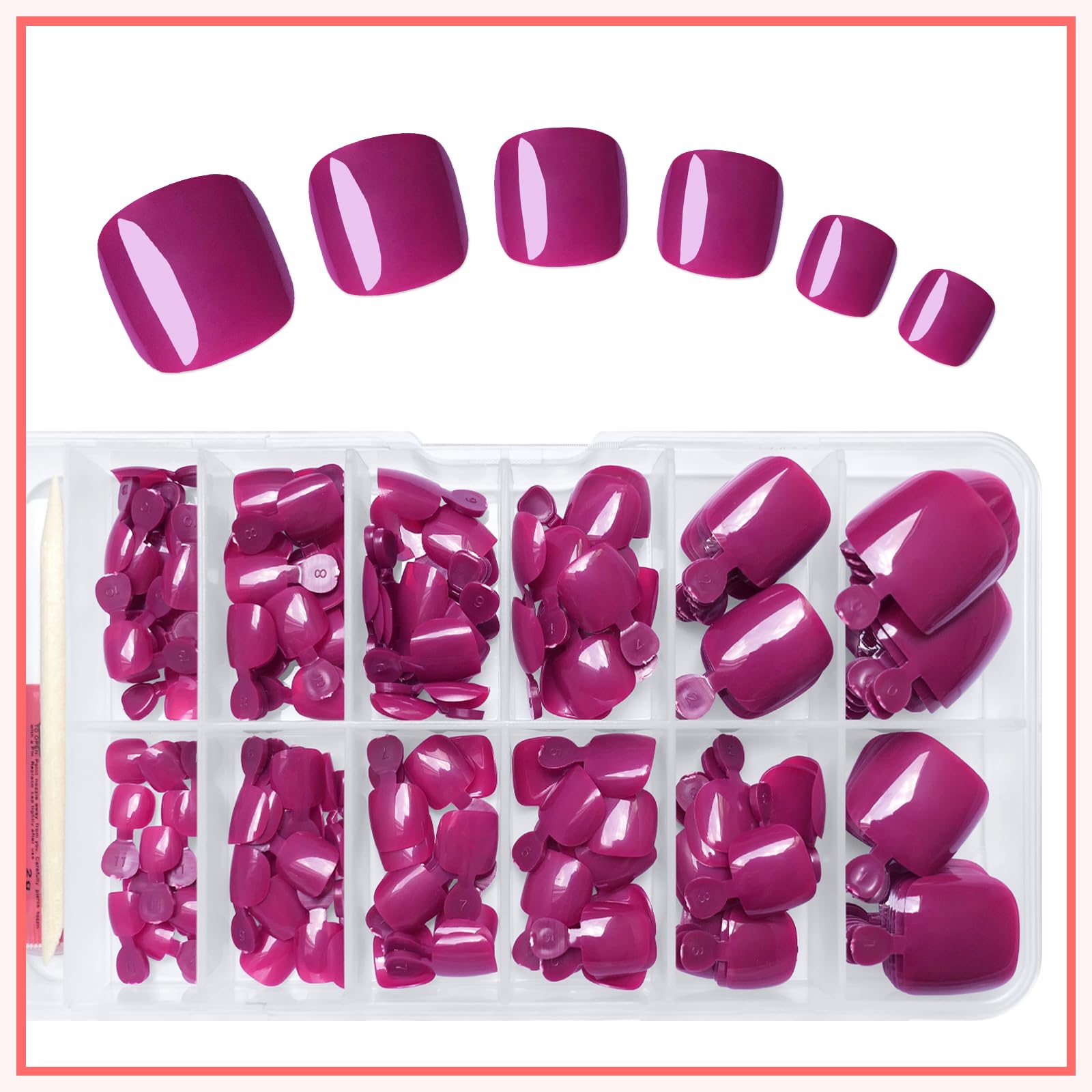 LuckForever on-feet lifestyle shot demonstrating comfortable, fashionable magenta pedicure