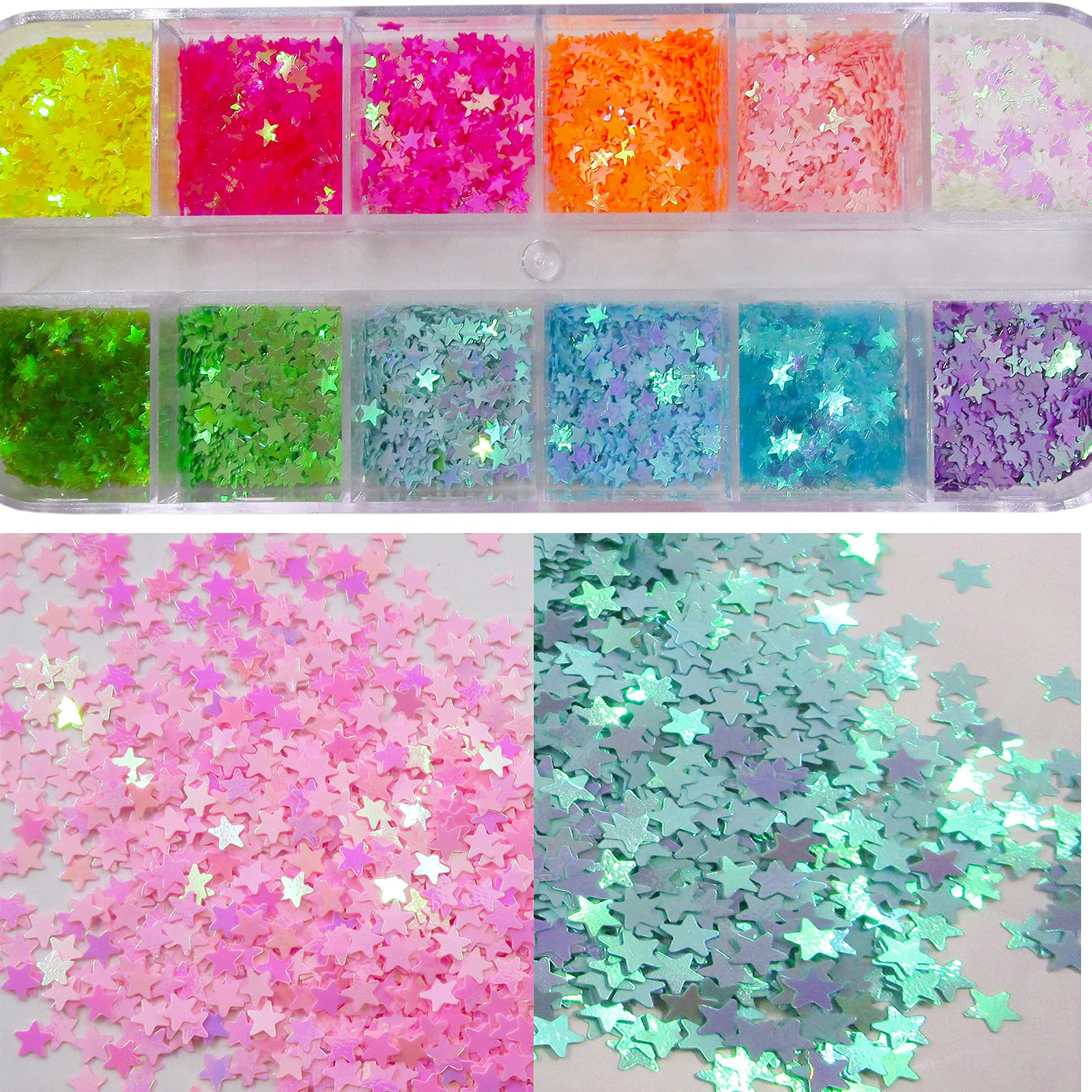 LuckForever stars applied on acrylic nail demonstrating long-lasting shine