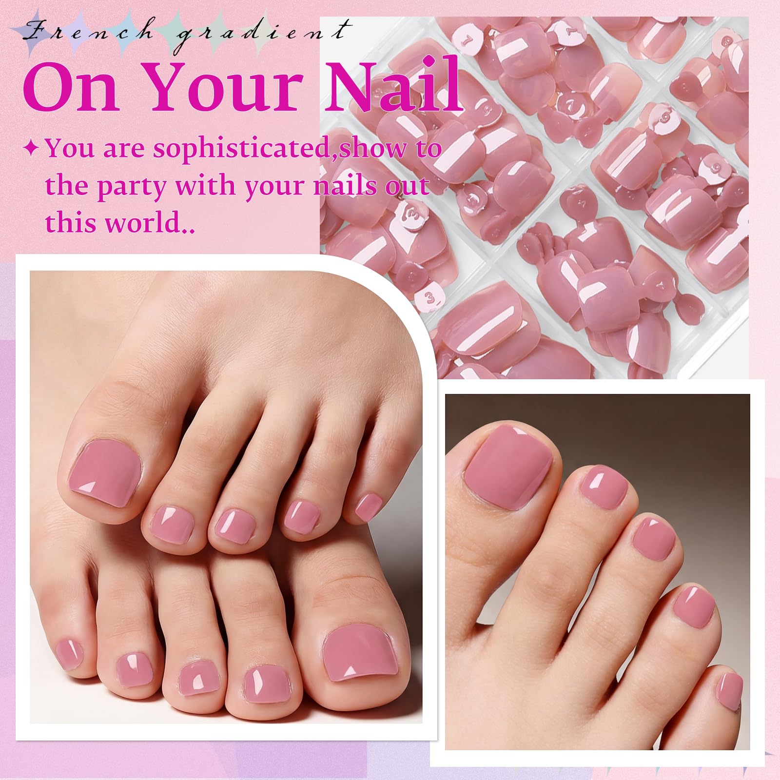LuckForever toenails worn in lifestyle scene showing polished finish