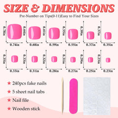 LuckForever organized storage case displaying 12 sizes of hot pink press-on toenails for perfect fit