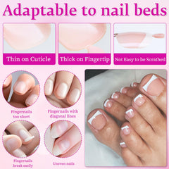 LuckForever press-on toenails applied on feet in sandals demonstrating instant polished look