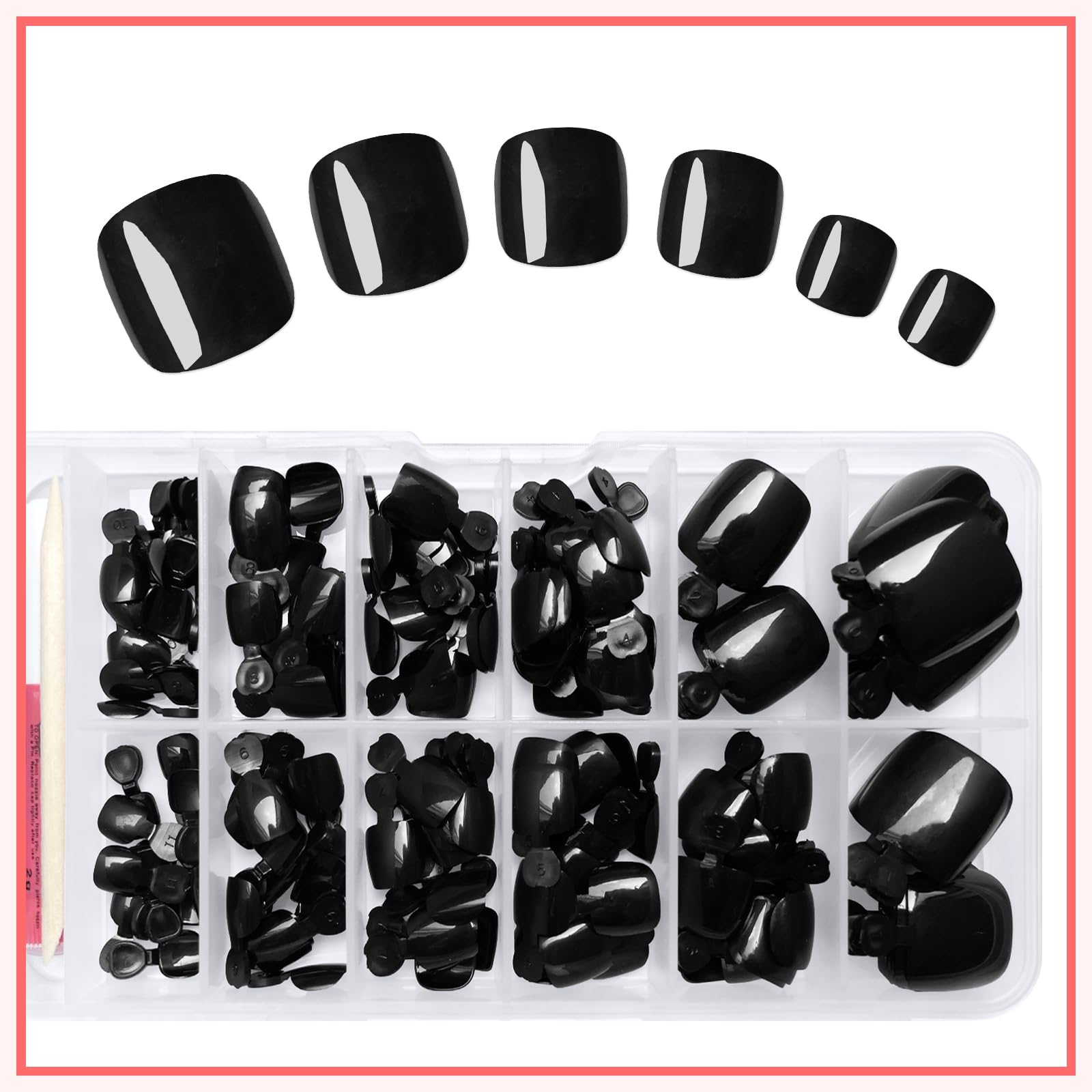 LuckForever nail glue, adhesive tabs, file and stick displayed for complete at-home use