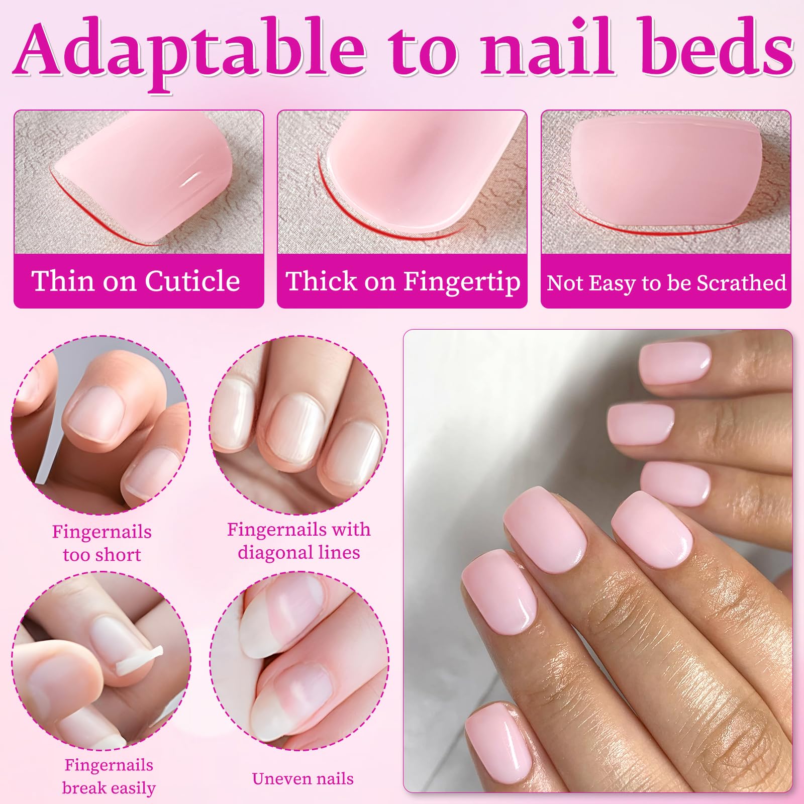 LuckForever model wearing short square nails illustrating natural, polished look