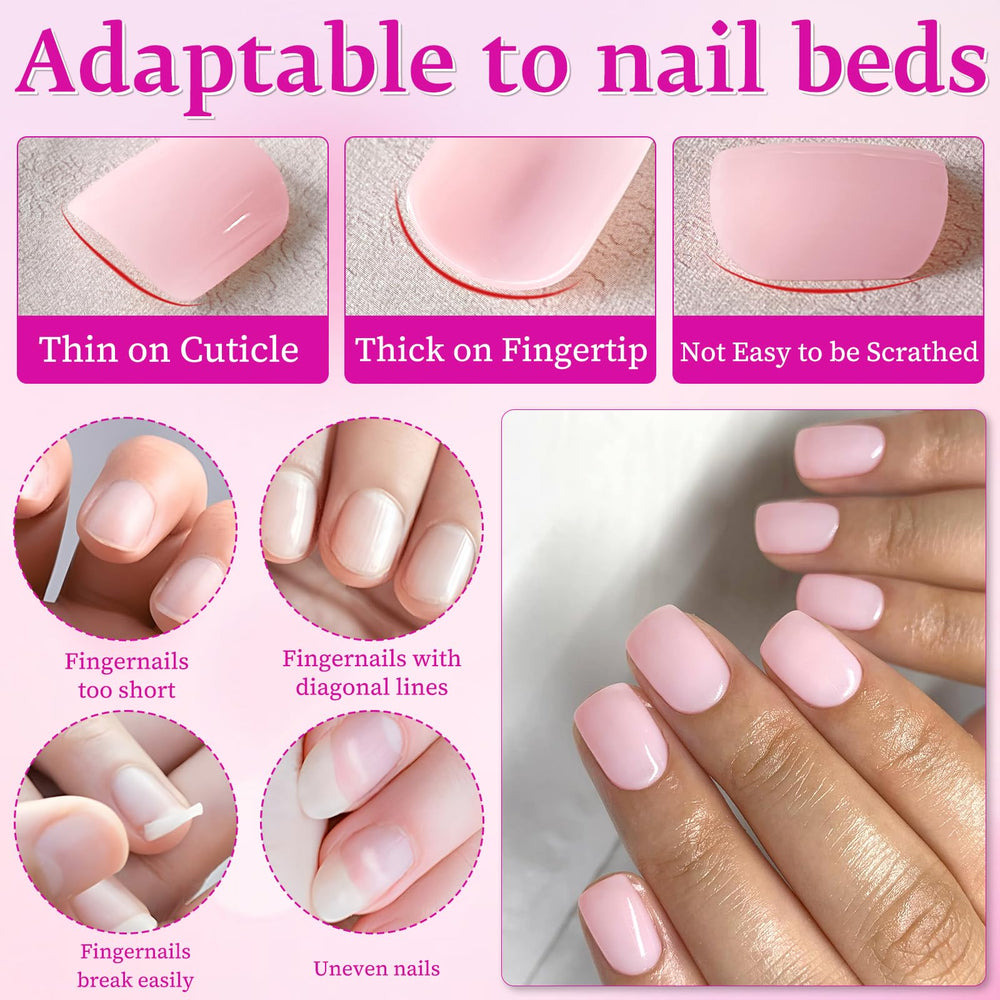 LuckForever model wearing short square nails illustrating natural, polished look