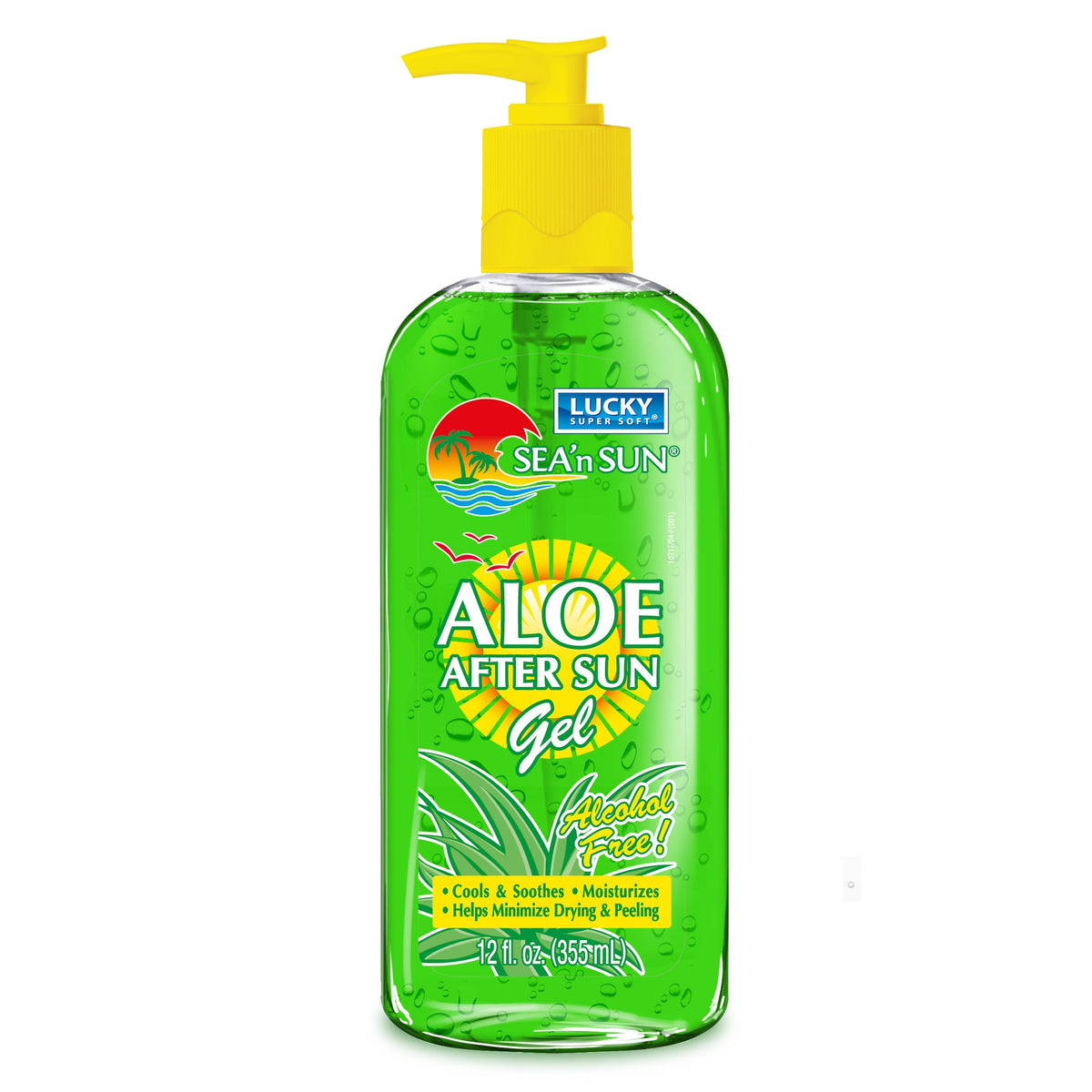 Lucky Super Soft front packaging showing 12 oz bottle and calming aloe benefits