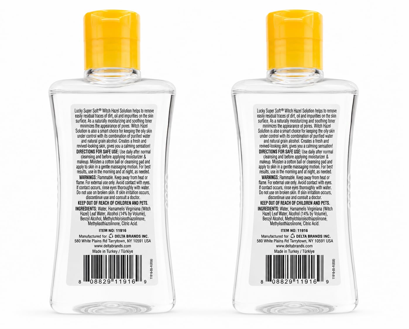 LUCKY SUPER SOFT on cotton pad demonstrating gentle application and pore-refining benefit