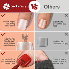Luckyfairy application in hand showing quick salon-style press-on application