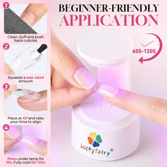 Luckyfairy being applied to a nail tip for precise, bubble-free adhesion