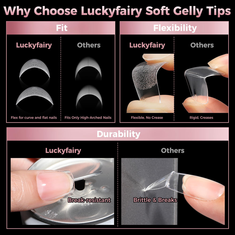 Luckyfairy bent tip flexibility demo proving durable soft gel