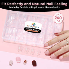 Luckyfairy box open contents displaying organized pre-shaped tips