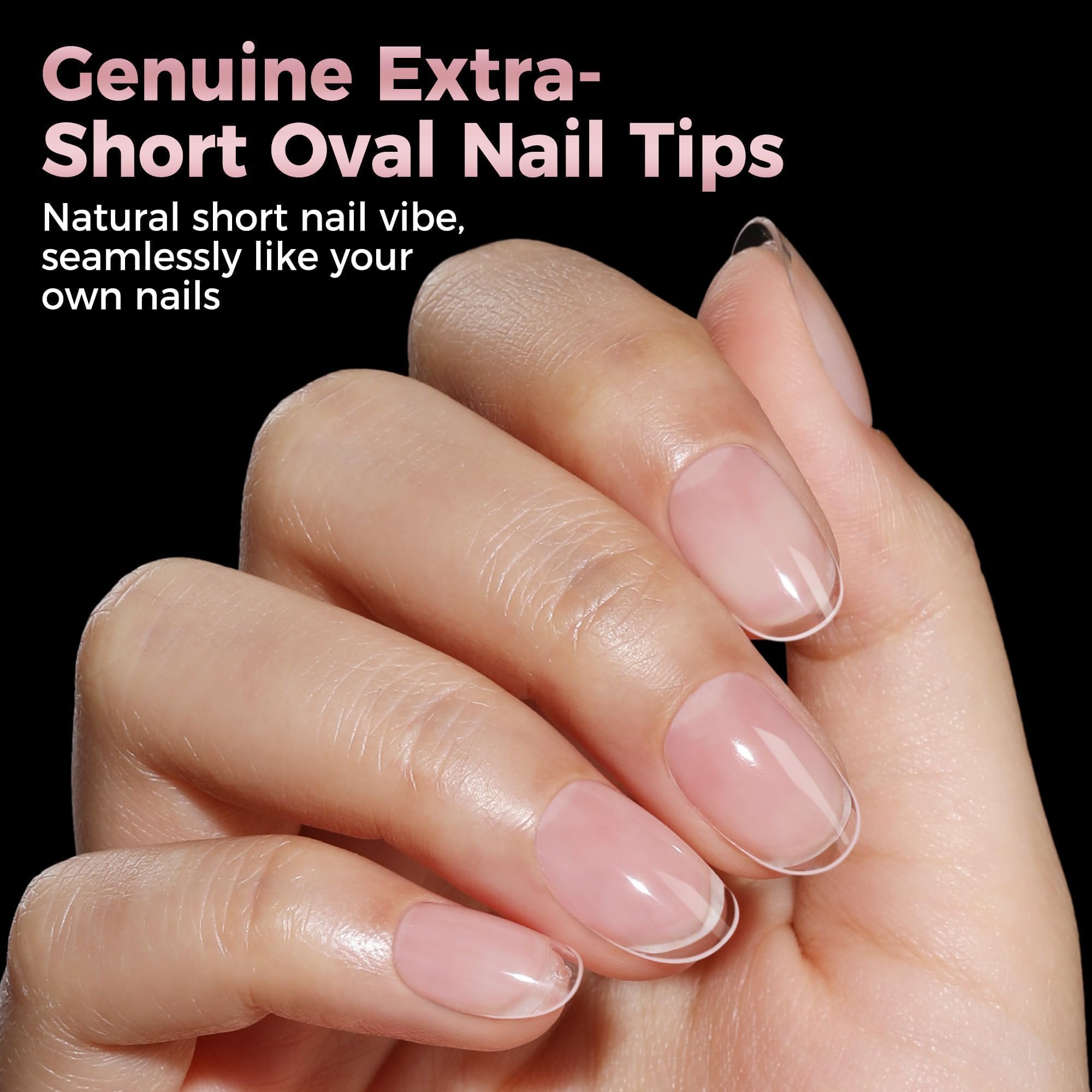 luckyfairy clear full-cover tip under light highlighting polish-ready surface