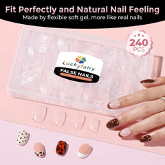 Luckyfairy clear tips stacked in organizer for neat storage