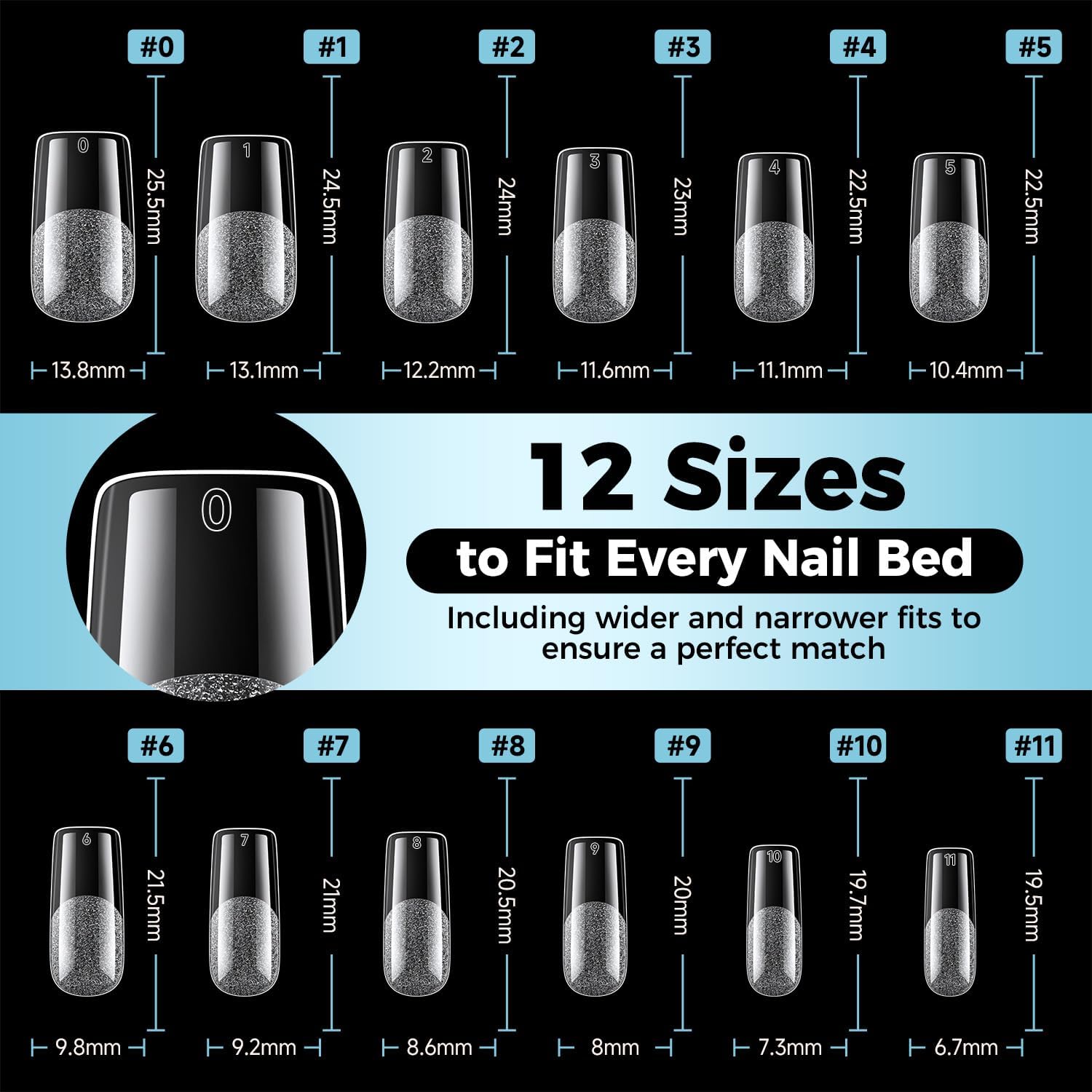Luckyfairy length comparison on fingers showing scale and easy trim customization