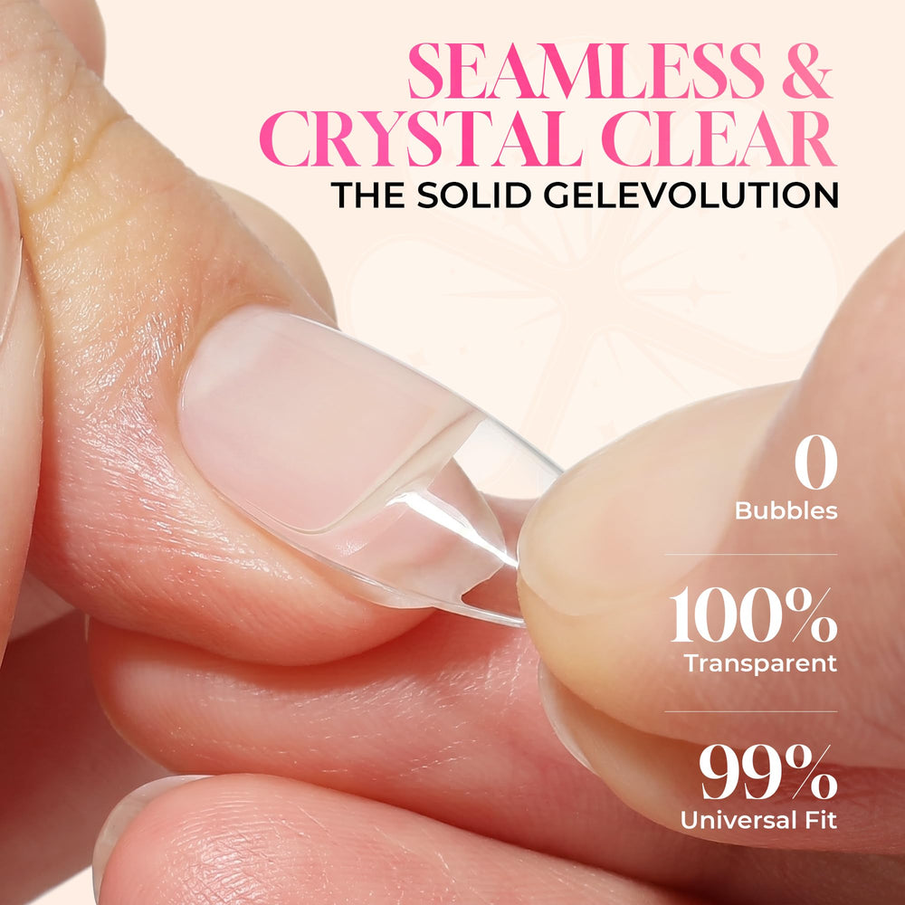 Cured Luckyfairy nail detail showing clear, bubble-free bond and long-lasting finish