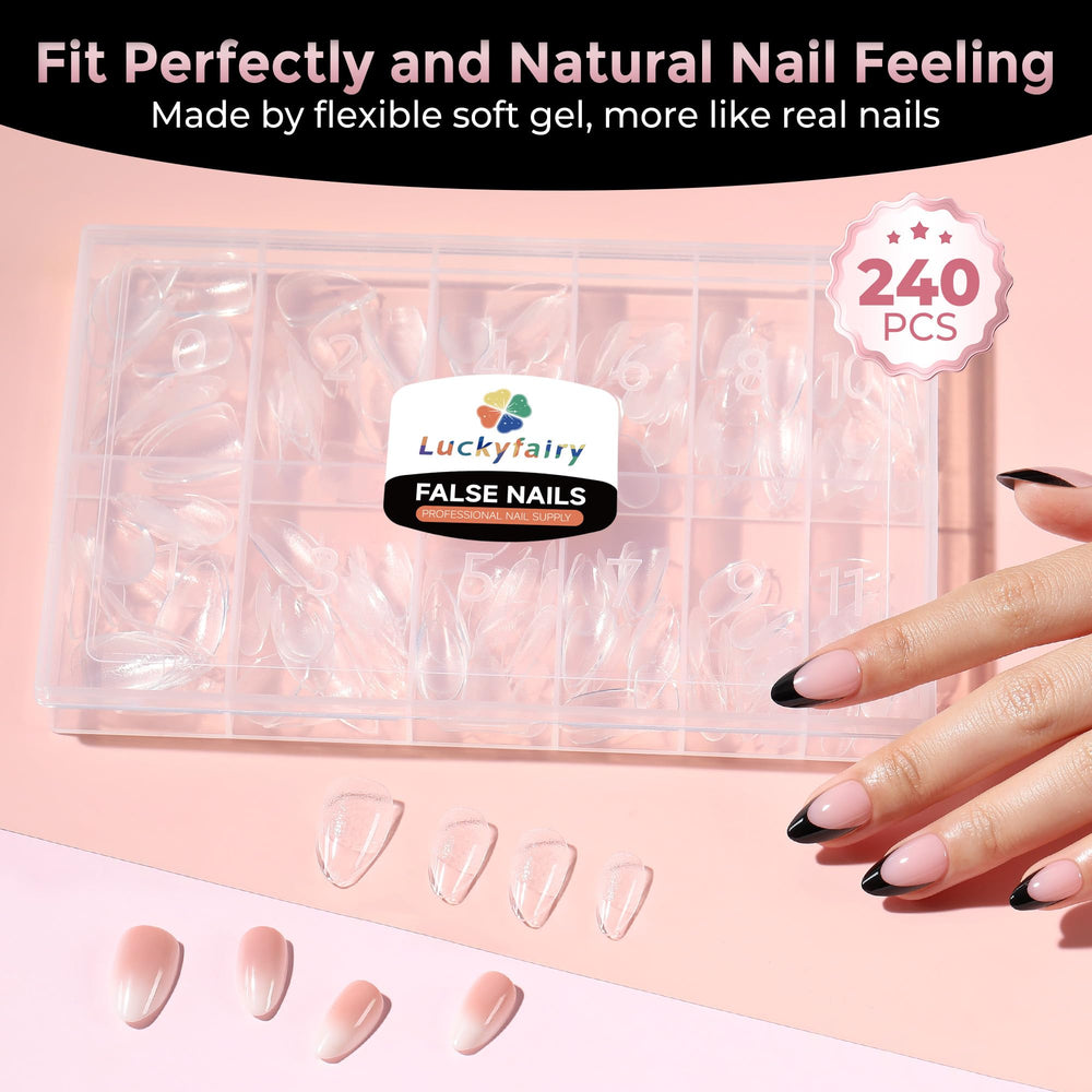 Luckyfairy folded gel tip demonstrating flexibility and crease-free bend resilience