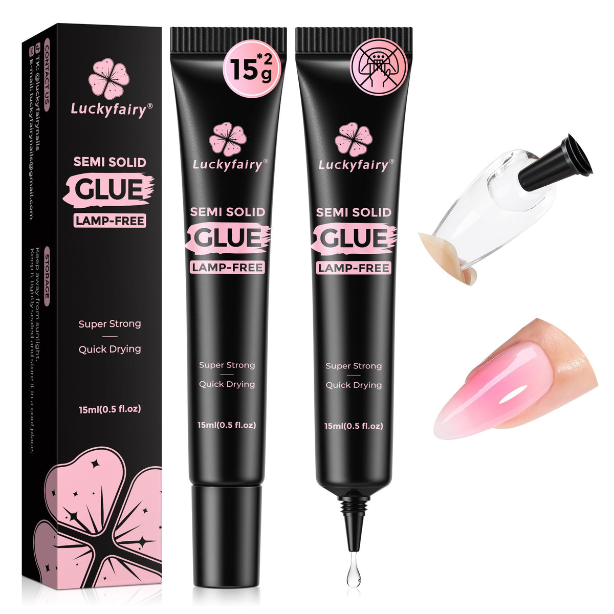 Luckyfairy front packaging showing twin 15g tubes and benefits