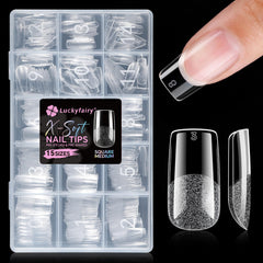Luckyfairy front packaging showing 270pcs kit and medium square shape benefit comfort
