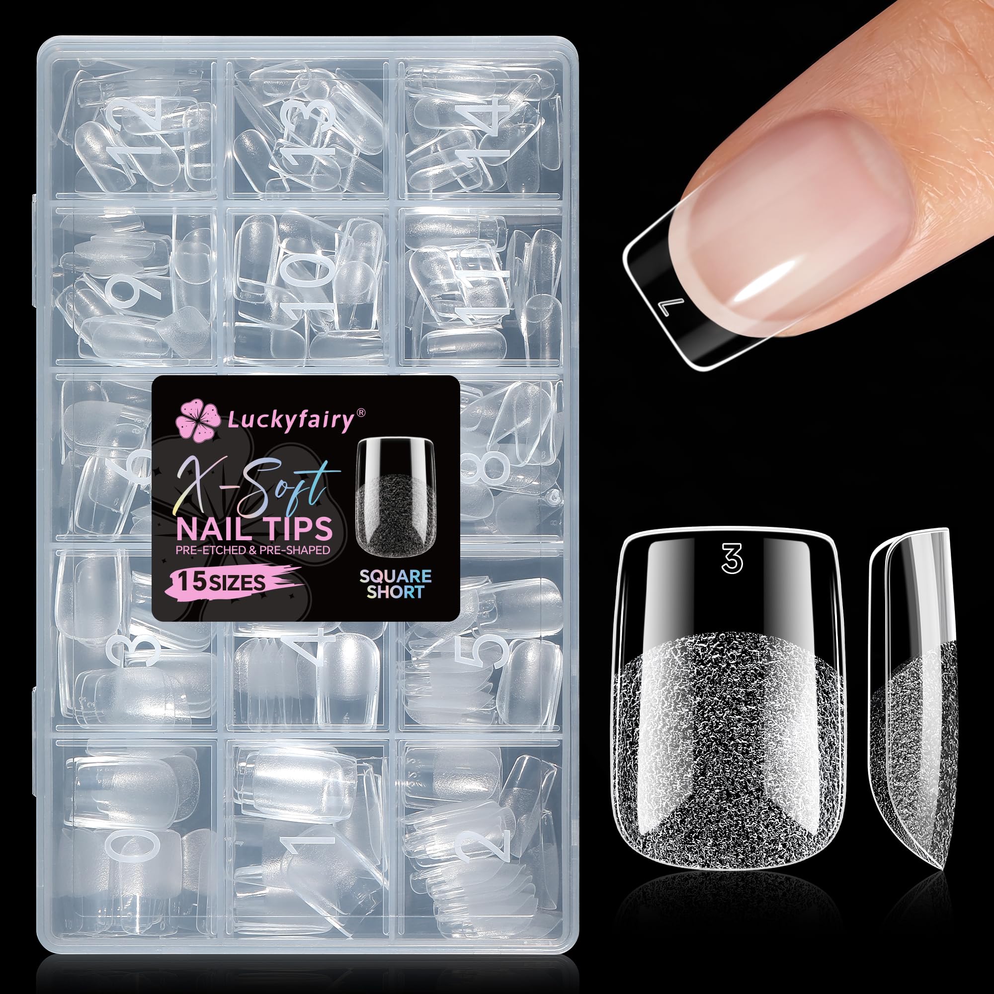 Luckyfairy front packaging showing 270pcs and 15 sizes for quick selection